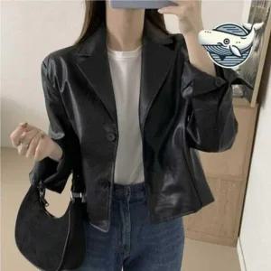 [하프클럽/]트랙 캐주얼 자켓 라이더 겨울 가을 세미크롭 외투 레더