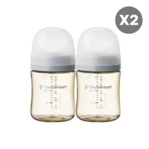 더블하트 아기 젖병 트윈팩 X2개 노꼭지 세트 그레이