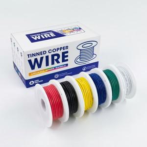6색 믹스 키트-UL1007 와이어 PVC 절연 주석 도금 구리 케이블 30 28 26 24 22 20 18 16 AWG 연선 전기 라