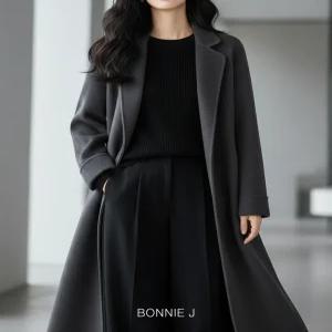 [보니제이][울 95] 로브 벨트 숄카라 롱코트 4color 우아한 실루