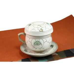 분청 초록 매화문 손잡이 1인다기 (잔1+받침1) / 찻잔 커피잔 쌍화차잔 부부다기 다도구 손님접대 외국인선물