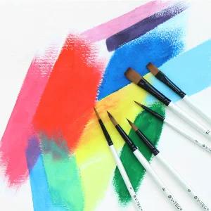 6종 붓세트 수채화붓 둥근붓 4종 납작붓 2종 세필붓 평붓 인조모 입문용 화방 아크릴 유화 캘리그라피 연습
