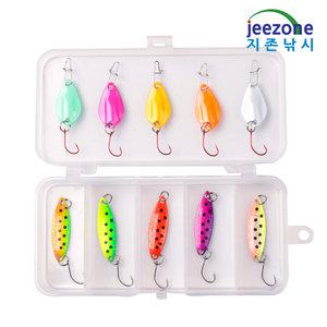 지존낚시 마이크로 스푼 10종 세트 3.5cm 2g 송어 쏘가리 꺽지 민물 루어 낚시용품 하드베이트 셋트