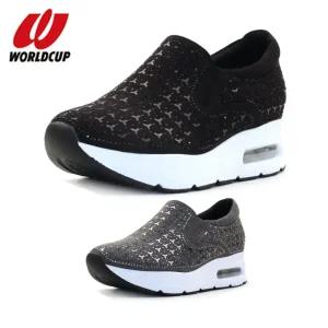 월드컵 여성 키높이 에어슬립온 7cm 통굽 메쉬 스니커즈 편한 키높이 쿠션 운동화 당고