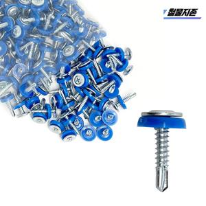 방수피스 청색 와샤머리 10x38 1봉지 직결피스 나사못 와셔 판넬 강판 철판 고정 나사