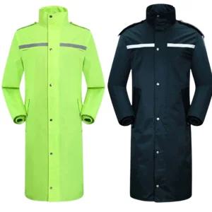남녀공용 롱코트 방수우의 1p 야외 순찰 장교 반사띠 블랙 형광 카모 성인 레인코트