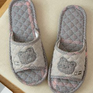 3중패브릭 거실화 사무실 실내화 곰돌이 퀼팅 슬리퍼 면 집 거실화