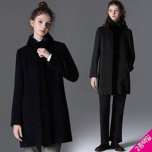 [르오트] 천연 밍크퍼 헴배색 알파카 울코트