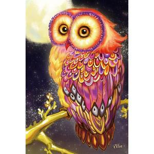 [OFM65R58]황금 달빛 부엉이 2  패브릭  보석십자수 40x60