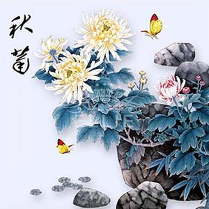 [OFM6NRO2]가을 국화  패브릭  보석십자수 사각 40x40