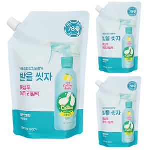 온더바디 코튼풋 발을씻자 풋샴푸 리필 레몬민트향 500ml 3개