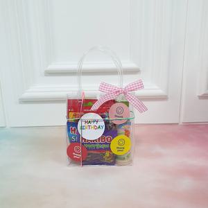 레인보우파티 PVC 투명 가방 미니쇼핑백 선물 답례품 비닐 손잡이가방 어린이집 유치원 친구 선물포장