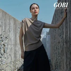 [런칭가 179000원] 고비(GOBI) 실크 캐시미어 셔링 슬리브리스탑