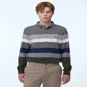 헤지스 남성 23FW [반값세일][스테디셀러]그레이 컬러블록 면 긴팔카라티셔츠 WHTS3D532G3