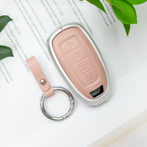 현대 호환 그랜저IG 뉴싼타페TM i30 코나 벨로스터 베뉴 스마트키 호환 4버튼 키홀더 차키 천연 가죽 케이스