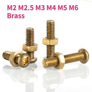 황동 나사 너트 2 피스 세트, 크로스 필립스 라운드 팬 헤드 육각 조합