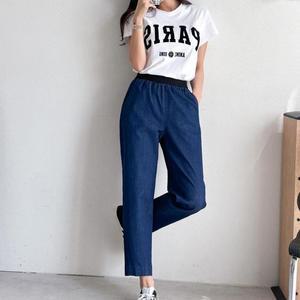 여자 밴딩 블랙진 스판 여름 청바지