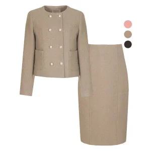 [하프클럽/비비드시크릿가너]SET 여성 겨울더블 누빔안감 정장자켓 스커트
