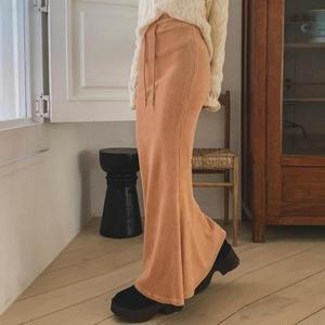 [기타]머메이드 타이트핏 허리끈 맥시롱스커트 코듀로이