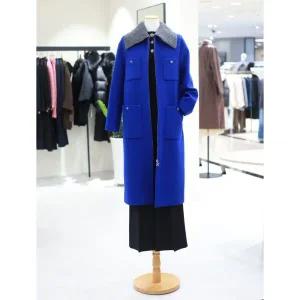 모조에스핀 울캐시미어 니트카라 탈부착 벨티드 롱코트 J234MSG421