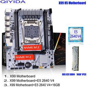 QIYIDA X99 마더보드 키트 세트, LGA 2011-3 제온 E5 2640 V4 CPU DDR4 16GB PC4 REG ECC 메모리 NVME M.2
