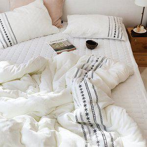 크라운 자수 양면 초극세사 겨울 호텔 이불 풀세트 퀸(Q)