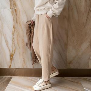 여자 배기핏 블랙 도톰 코튼 베이지 융기모 팬츠