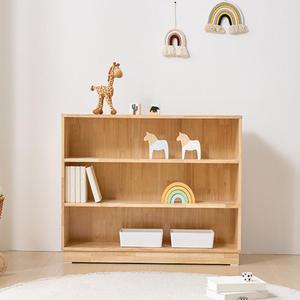 1000 아이방 책수납 내추럴 고무나무 3단 교구장 교재정리 학생책장 오픈장 어린이집