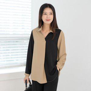 엄마옷 마담4060 투톤반오픈블라우스 마담옷 -ZBL2502008-