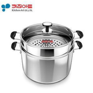 키친아트 24cm 아티스트 2단 찜기 3중바닥 인덕션가능 스텐찜냄비