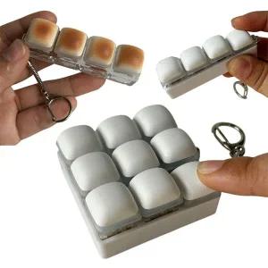 [유니커블]캐러멜빵 찐빵 버튼 블럭 딸깍이 키보드 키캡 피젯 토이 키링 백참 키홀더 열쇠고리 커플 선물