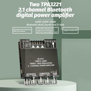 ZK-ST21 DC12-30V 10A 블루투스 호환 디지털 앰프 보드 2.1 채널 100W  200W 서브우퍼 파워 오디오 스테레