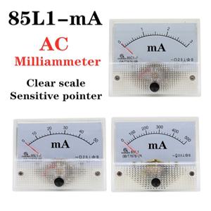 호환 85L1 0-50mA 1mA 20mA 30mA 100mA 200mA 500mA AC 아날로그 패널 암페어 전류 측정기 전류계 게이지 8