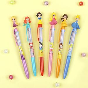 1+1 디즈니 프린세스 3색 피규어 마스코트 볼펜 0.5MM 에리얼 신데렐라 라푼젤 벨 백설공주 오로라