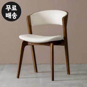 [벤티스가구]미즈 고무나무 원목 가죽 식탁 의자 암 체어 까페 카페 예쁜 모던(아이보리)