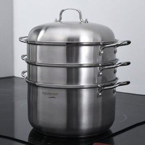 [키친아트] 올가 스텐 3단 찜기 36cm 인덕션 찜솥 찜냄비 돔스티머