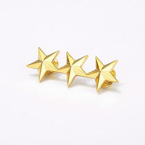 군대 별 뱃지 계급장 패션 장식 메탈 브로치 골드3성