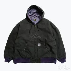 니들스 집업 워크 후디 11oz 코튼 옥스포드 블랙 PU193 지퍼 11온즈