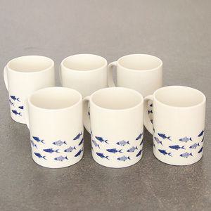 러브앤코리아 믹스커피 머그컵 6P세트 물고기 작은 머그잔 소량컵 커피 도자기컵