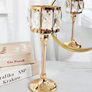 엔틱 크리스유니탈 홀더 캔들 빈티지 골드 촛대 M