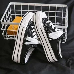 여성 2컬러 베이직 심플 캔퍼스 뮬 스니커즈-WFHT8FU