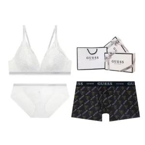 [게스언더웨어](타임스퀘어점패션관)모던 레이스 아웃밴드 브라렛 남여 커플속옷세트 ODWBR293IV865BK