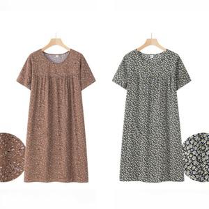 여름 어머니 홈웨어 플라워 원피스 잠옷 엄마잠옷 편한 홈웨어 파자마 여성용 꽃무늬 잠옷
