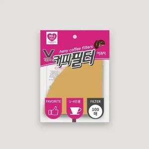 하니 V브이형 커피필터100매(1-4인용)/일회용/브이형/1회용/필터/핸드드립/커피/여과지/거름/종이/드립/V형