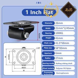 4개/몫 1 인치 낮은 중앙 내 냉동고 장비 캐스터 회전 기본 바퀴 가구 범용 휠 풀리