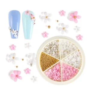 네일아트 꽃진주 플라워펄 웨딩 스톤 6종 세트/네일아트재료 네일큐빅 네일아트파츠 용품 메이크업