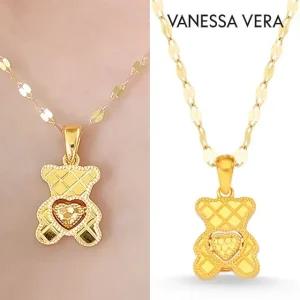 바네사베라 24K 순금 GH 글로우 테디베어 무빙 하트 목걸이 S