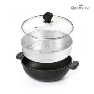 퀸센스 올비아 티타늄 논스틱코팅 IH 인덕션가능 2단 멀티웍 찜솥 36cm 찜기