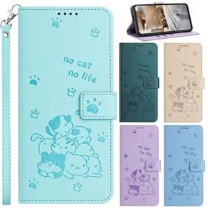 Funda 삼성 갤럭시 S25 S24 울트라 S23 FE S22 S21 플러스 5G S10 S8 S9 케이스 3D 고양이 지갑 플립 커버