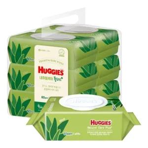 하기스 내츄럴케어 플러스 물티슈 캡형 64매 6개1세 사무문구용품 사무용품 문구용품 문구사무용품 문구